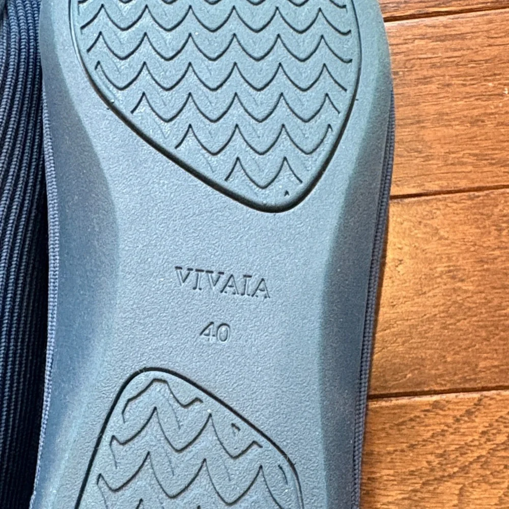 VIVAIA Margot Ballet Flats NWOB Square Toe V Cut Knit Navy Blue Size 40 (9-9.5) - Picture 12 of 13